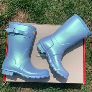 Hunter Original Nebula Short Rain Boots in Blue Womans Sizing RARE